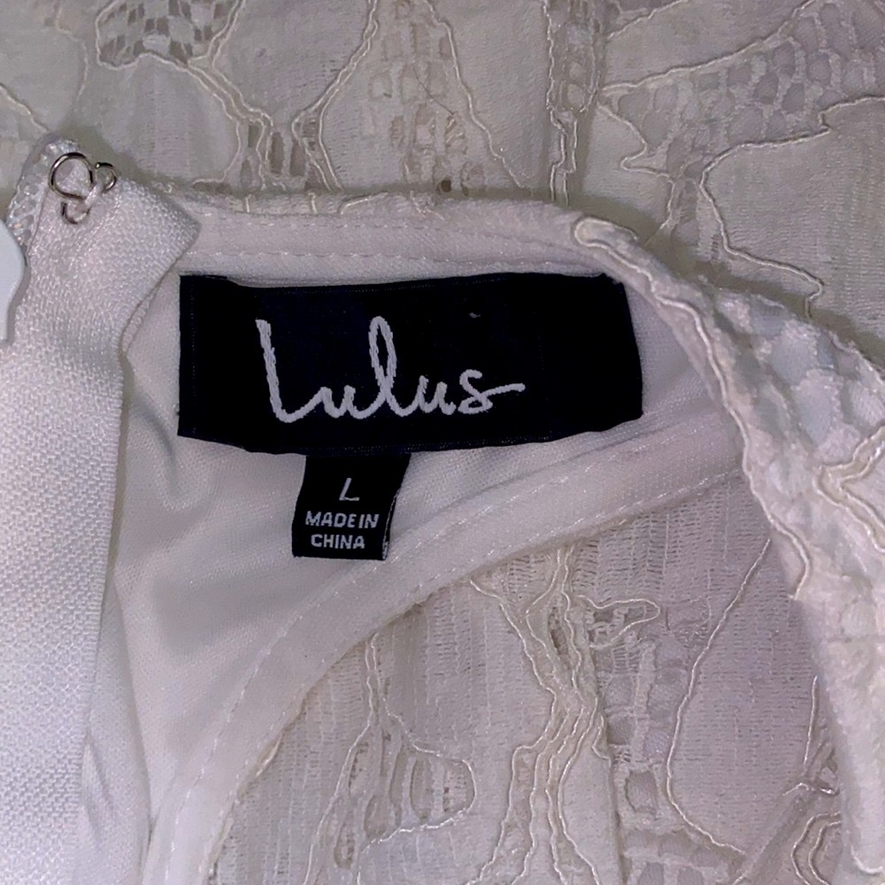 Lulu’s White Lace Flare Cut-Out Back Dress - Picture 11 of 12